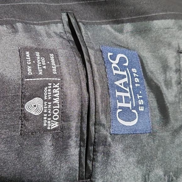 Chaps mens Blazer woolmark suit pinstripe coat 46R pants 38 x 30 100% wool 2pc - Picture 3 of 16